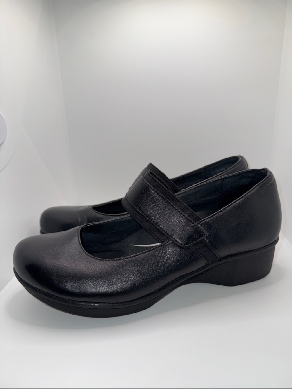 Dansko Kendra Black Leather Mary Jane Wedge Shoes Women’s EU 38 US 7.5-8